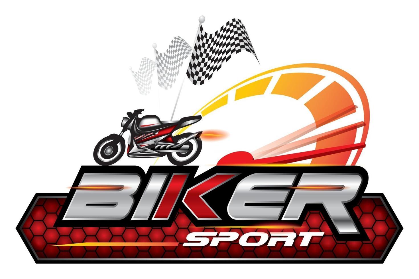 motociclista, emblema del motociclo, vettore di progettazione del logo.