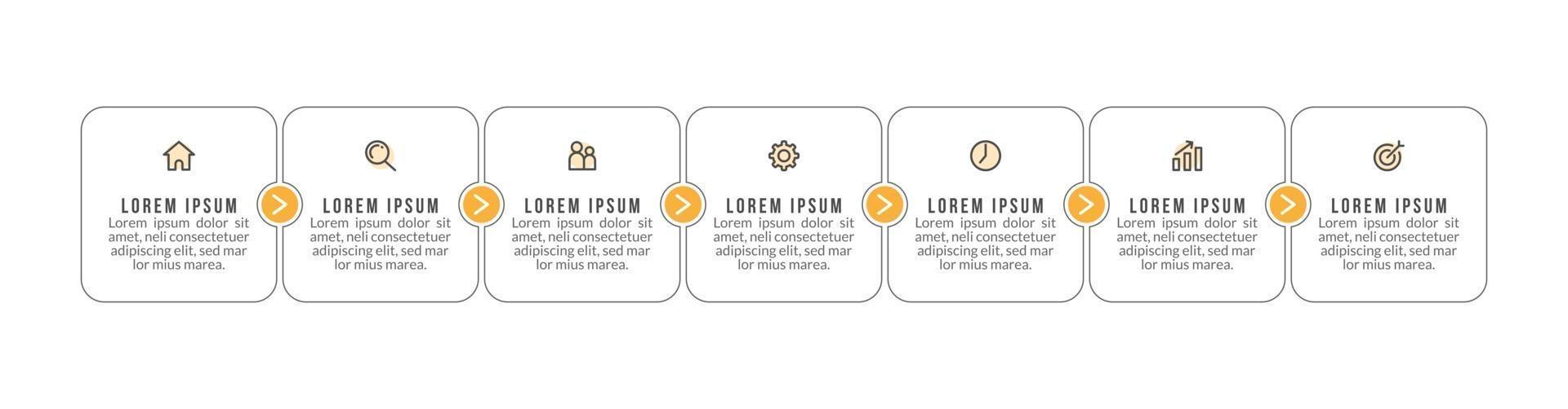 modello di progettazione infografica con icone e 7 opzioni o passaggi vettore