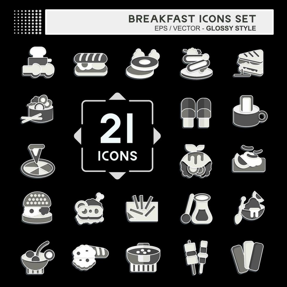 icona impostato prima colazione. relazionato per cibo, commensale simbolo. lucido stile. semplice design modificabile. semplice illustrazione vettore