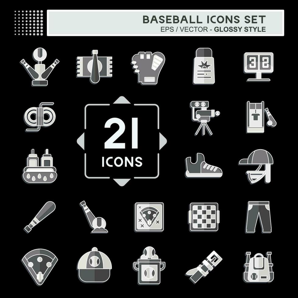 icona impostato baseball. relazionato per sport simbolo. lucido stile. semplice design modificabile. semplice illustrazione vettore