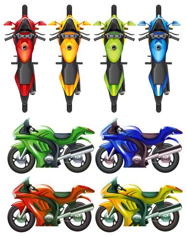 Set di moto in molti colori vettore