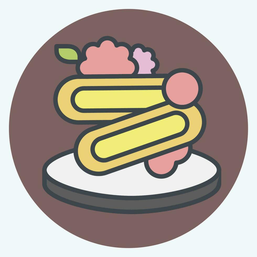 icona spaghetti. relazionato per prima colazione simbolo. colore compagno stile. semplice design modificabile. semplice illustrazione vettore