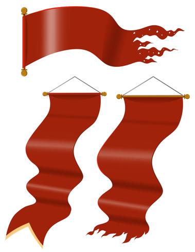 Bandiere rosse in stile medievale vettore