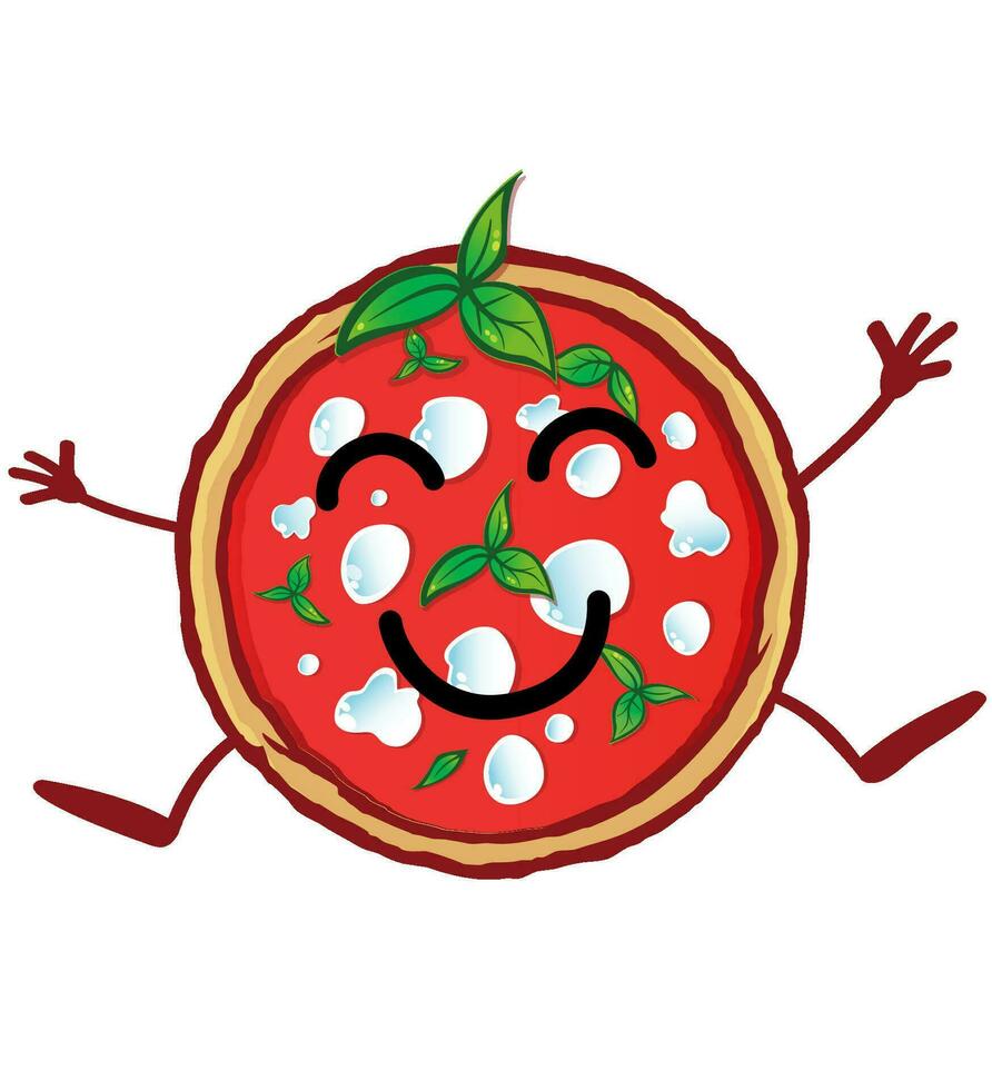 Pizza vettore cartone animato illustrazione. veloce cibo logo e icona concetto
