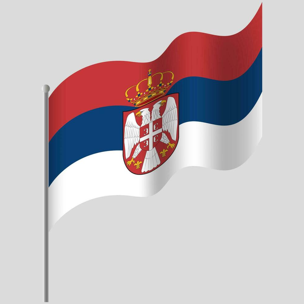 salutò Serbia bandiera. Serbia bandiera su pennone. vettore emblema di Serbia