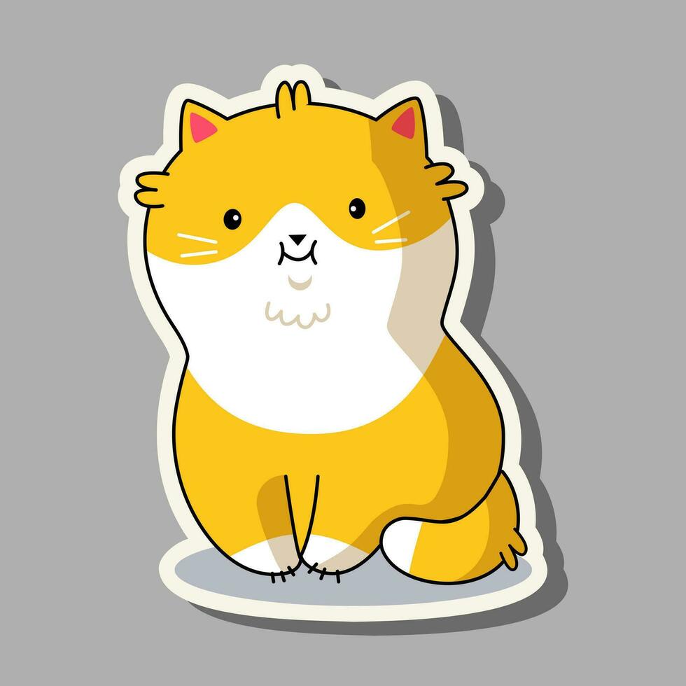 carino gatto nel kawaii stile. cartone animato etichetta gatto è seduta. vettore illustrazione gatto.