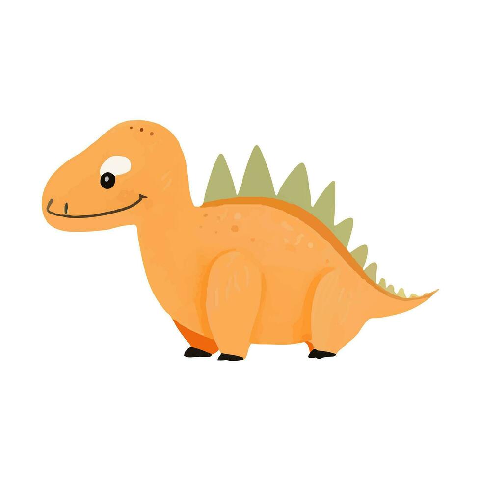 carino cartone animato arancia dinosauro. mano disegnato vettore dinosauro illustrazioni