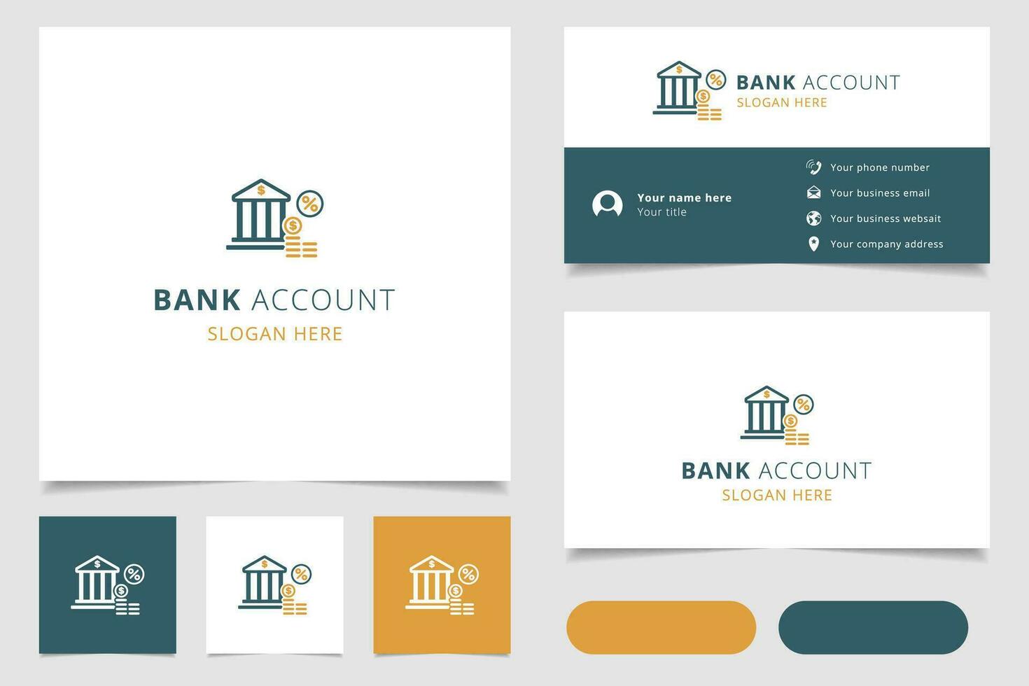 banca account logo design con modificabile slogan. il branding libro e attività commerciale carta modello. vettore