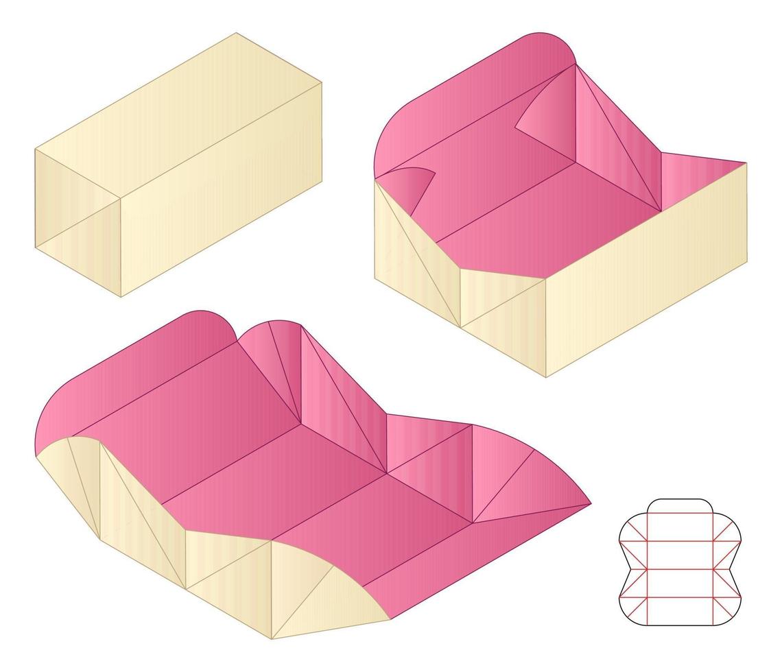 disegno del modello fustellato di imballaggio della scatola. Modello 3d vettore