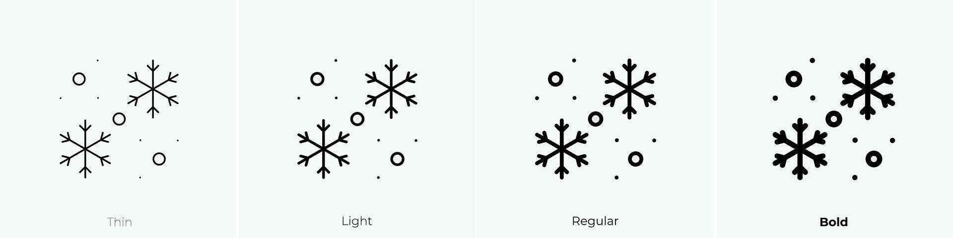 nevicata icona. sottile, luce, regolare e grassetto stile design isolato su bianca sfondo vettore