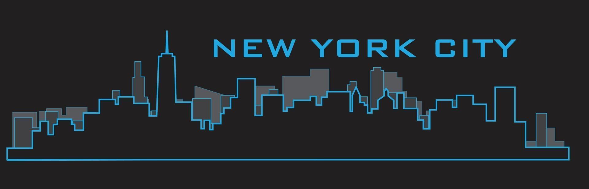 profilo dello skyline di new york city vettore