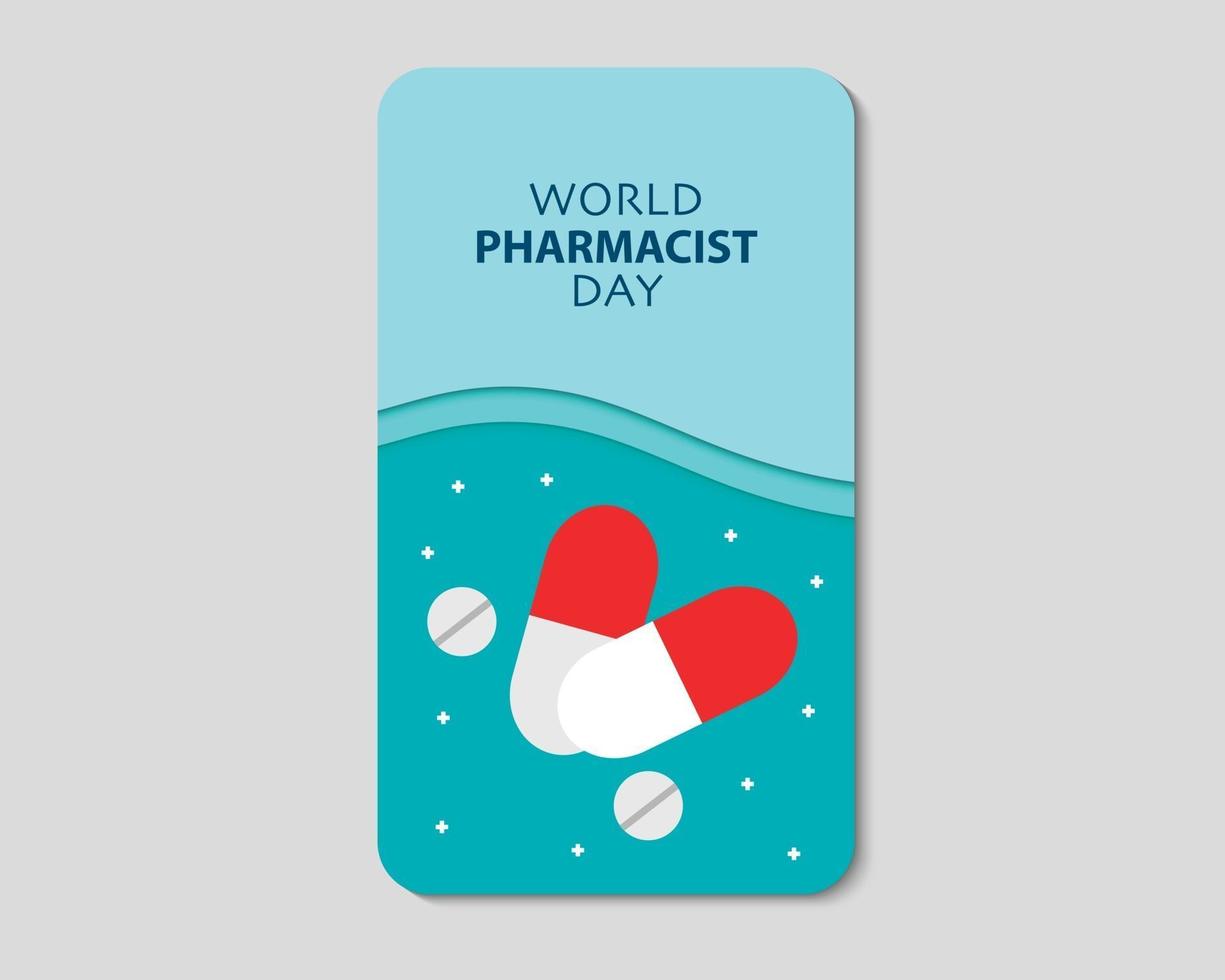 carta telefonica della droga della giornata mondiale del farmacista vettore