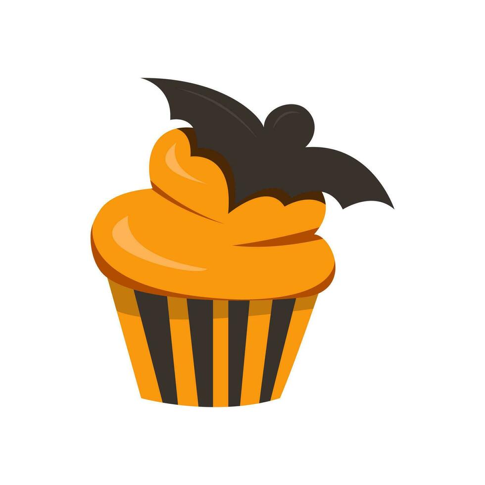 Cupcake nel il stile di Halloween con un' pipistrello. illustrazione. vettore illustrazione