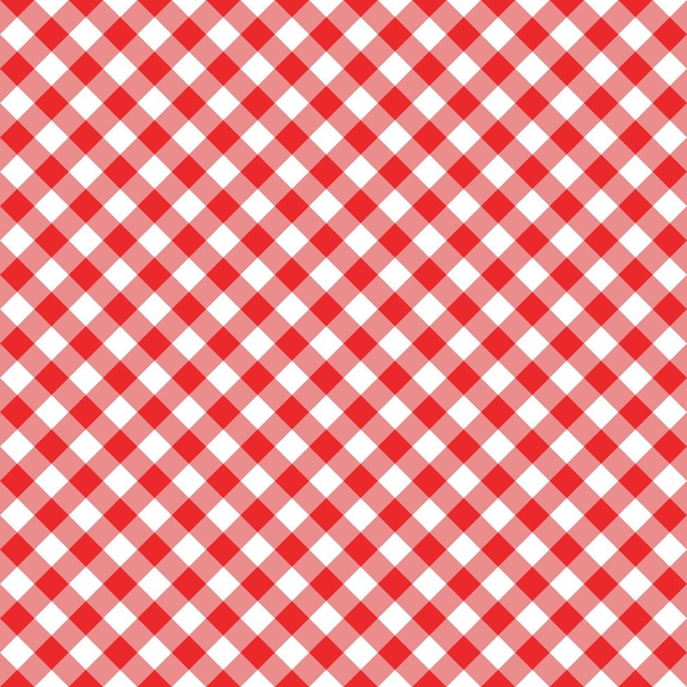modello senza cuciture a quadretti diagonali. sfondo di quadrati rossi e bianchi vettore