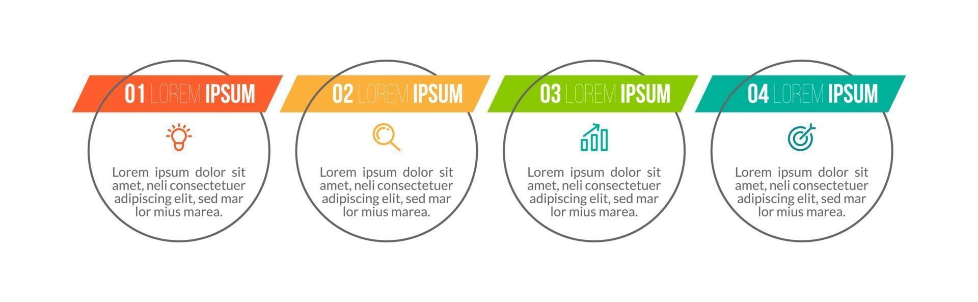 concetto di business con 4 opzioni, passaggi vettore