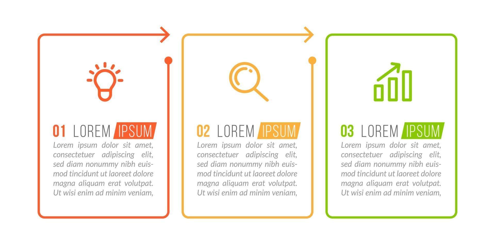 visualizzazione del processo aziendale in 3 fasi vettore