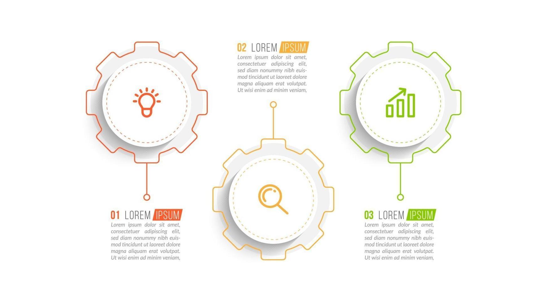 visualizzazione del processo aziendale in 3 fasi vettore