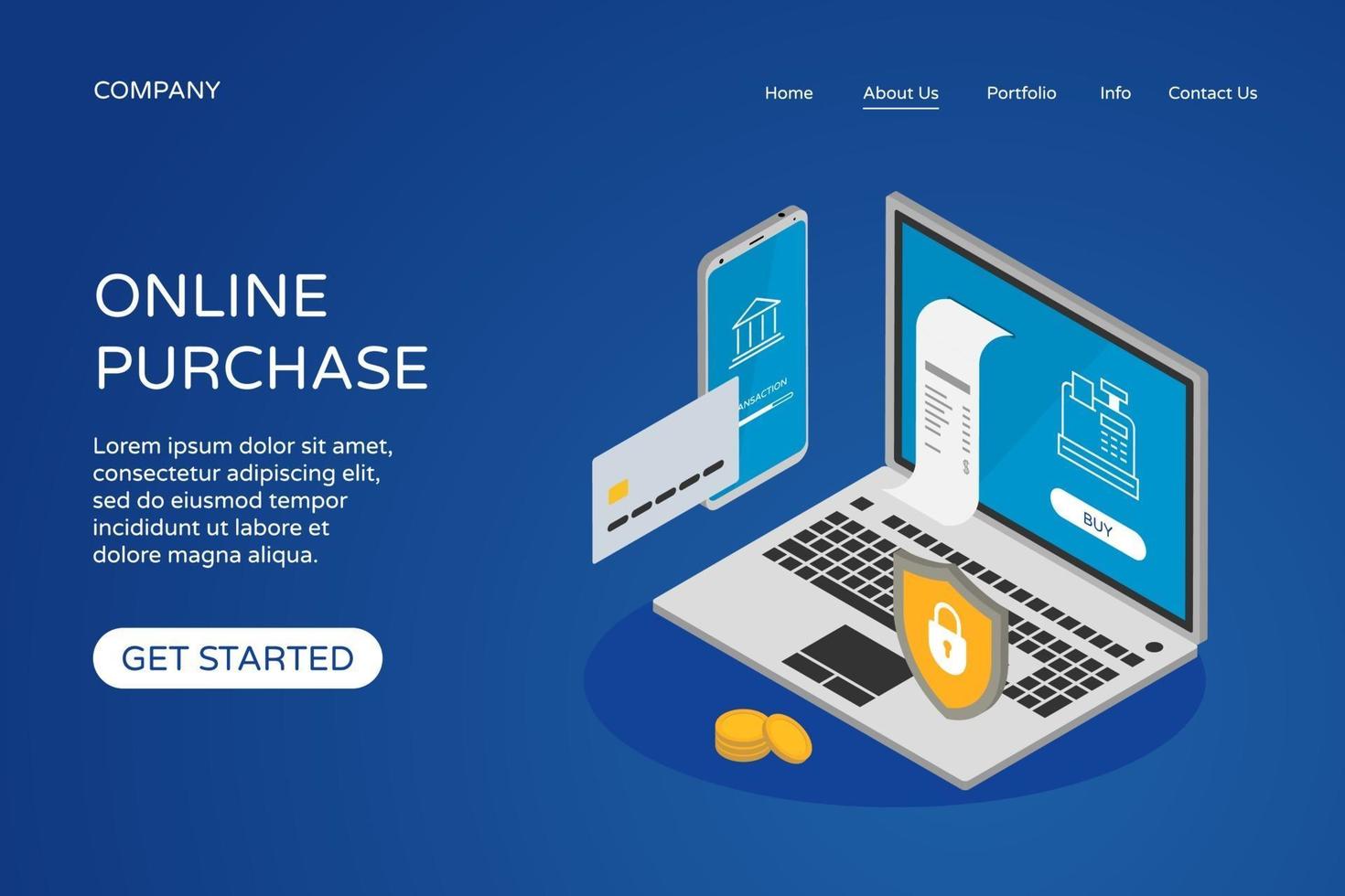 acquisto online landing page modello di progettazione del sito web marketing mobile vettore