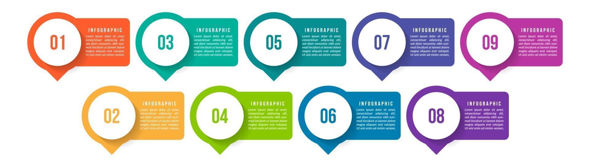 design infografico vettoriale con icone e 9 opzioni o passaggi