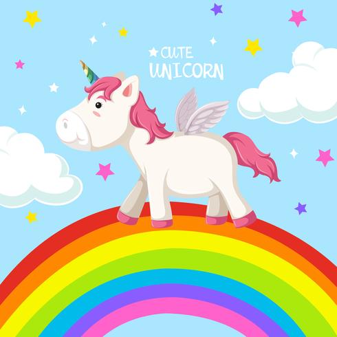 Un unicorno sul modello arcobaleno vettore