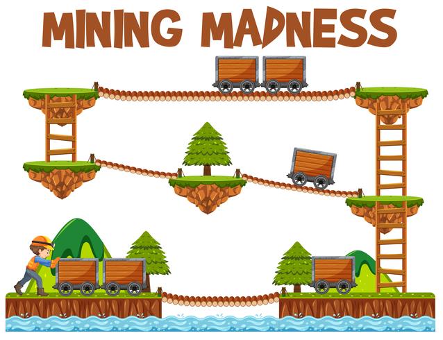 Modello di gioco Adventure Mining Madness vettore