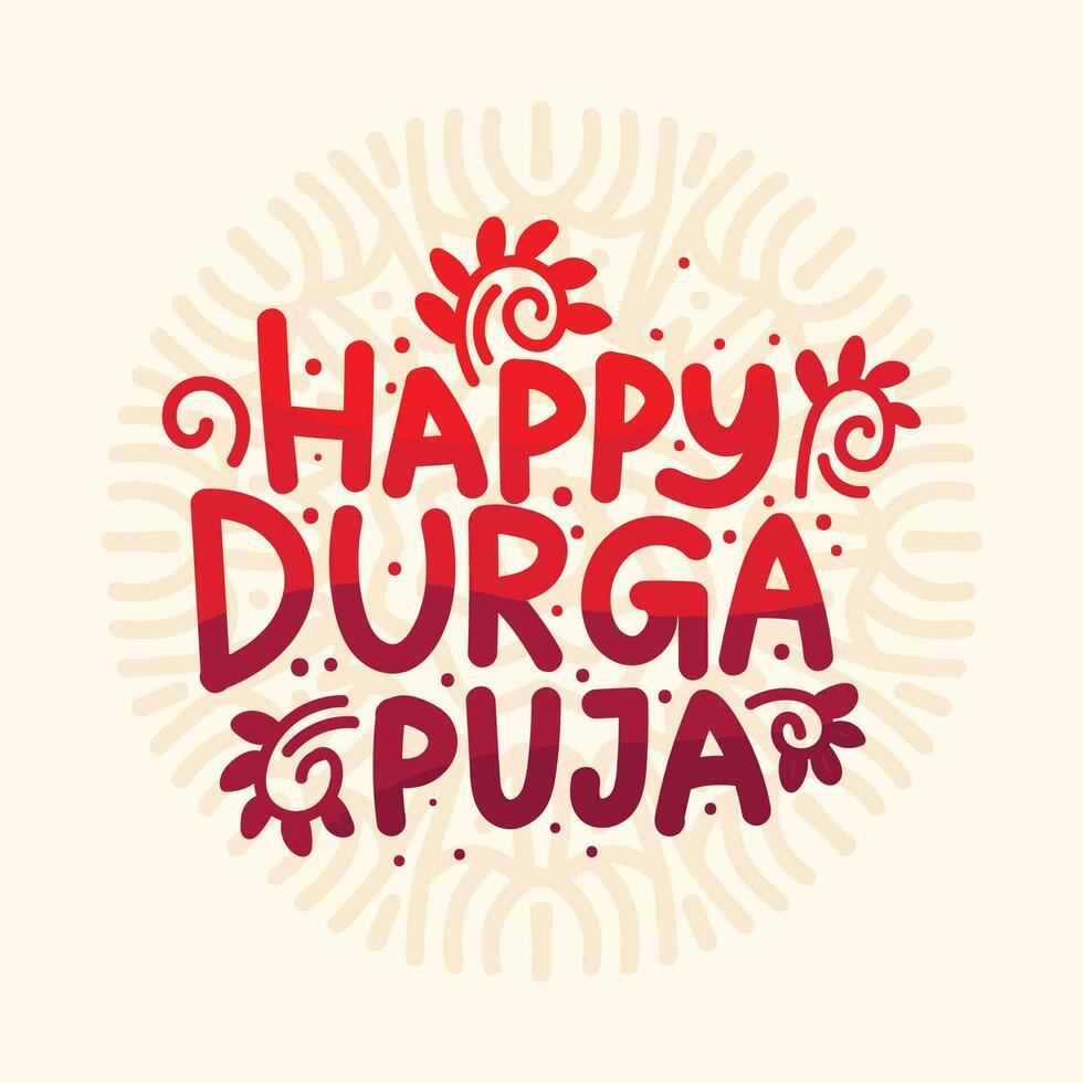 colorato tipografia illustrazione per indiano annuale Festival Durga puja. vettore mano disegnato lettering modello, manifesto, striscione, saluto carta con decorativo mandala. puja celebrazione tipografia