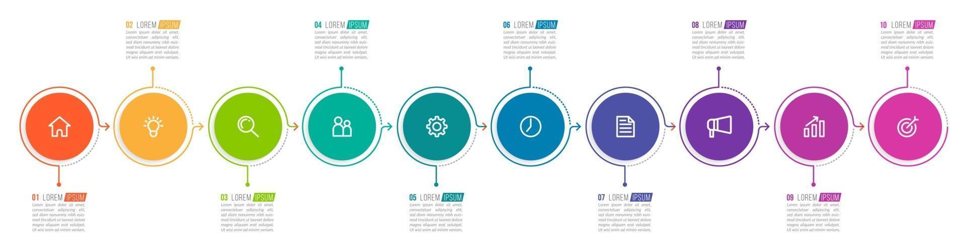 Infografica in 10 passaggi per la presentazione aziendale vettore