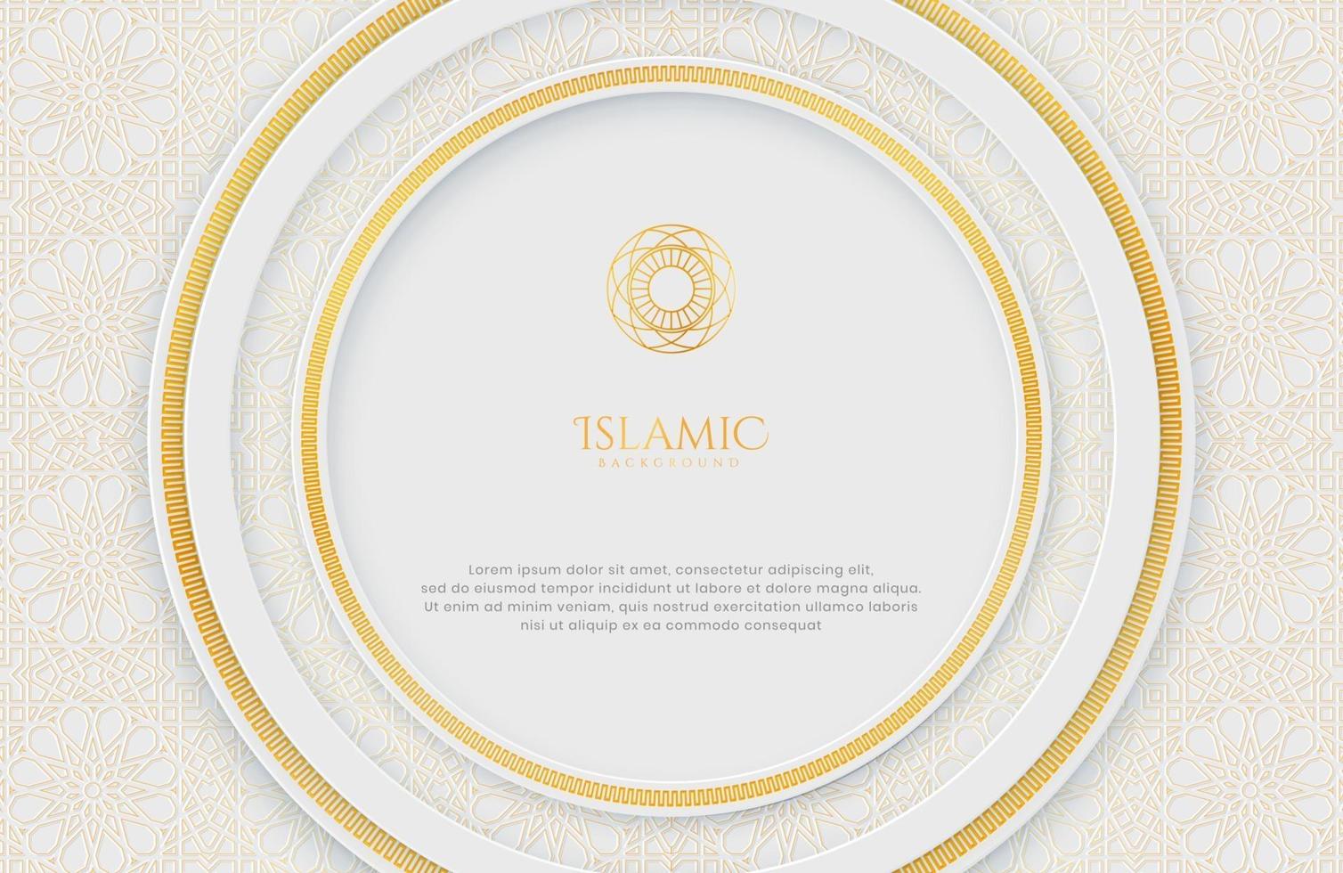 sfondo di lusso islamico elegante bianco e dorato vettore