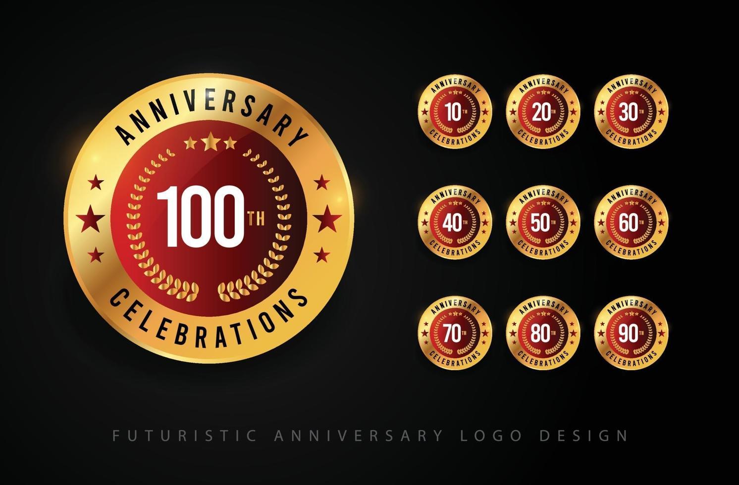 concetto di logo design anniversario set elegan. vettore