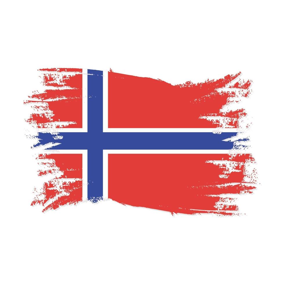 bandiera della norvegia con illustrazione vettoriale di design in stile pennello acquerello
