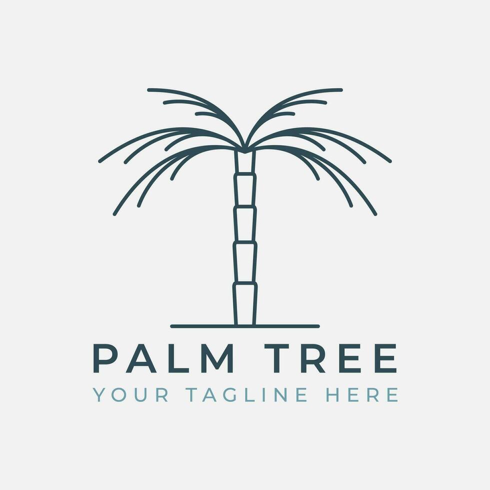 palma albero linea arte logo vettore modello illustrazione design. Data albero logo