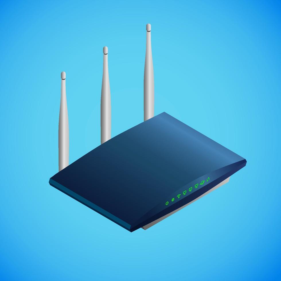 router realistico in isometria. illustrazione isometrica vettoriale