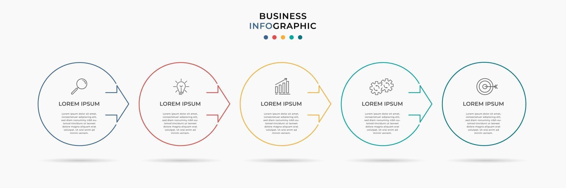 modello di business di progettazione infografica con icone e 5 opzioni o passaggi vettore