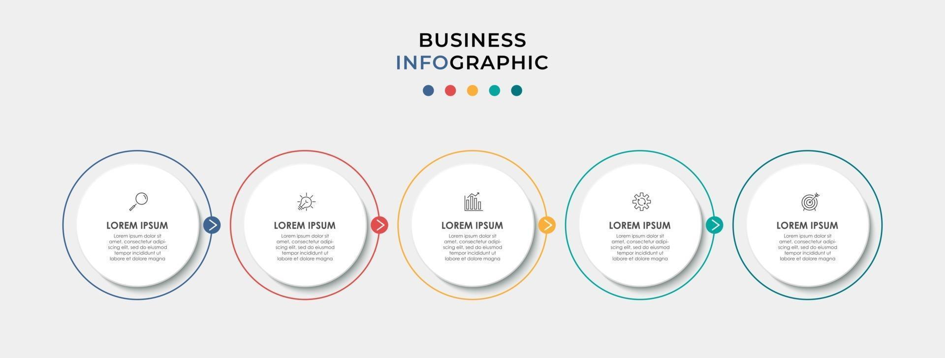 modello di business di progettazione infografica con icone e 5 opzioni o passaggi vettore