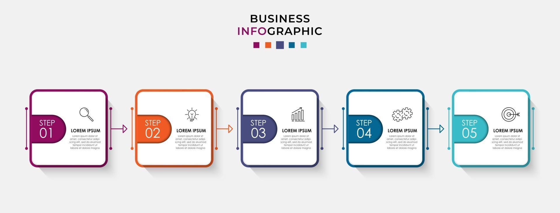 modello di business di progettazione infografica con icone e 5 opzioni o passaggi vettore