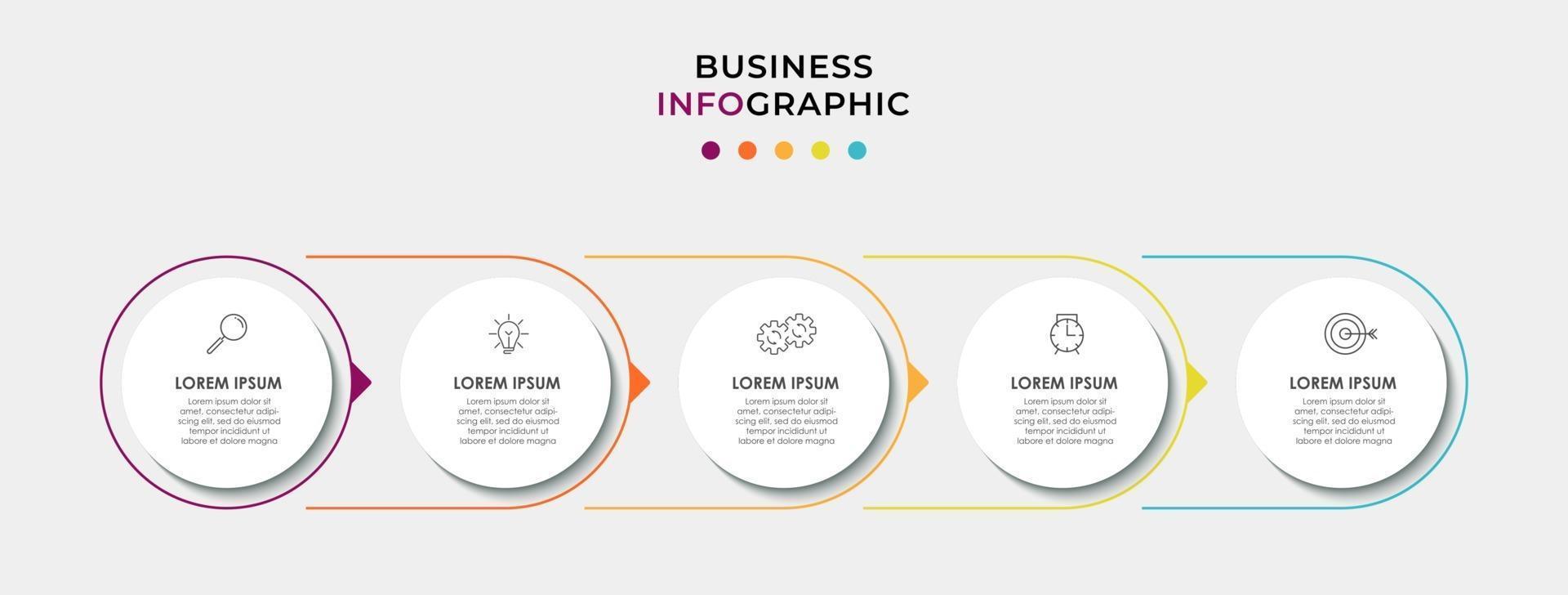 modello di business di progettazione infografica con icone e 5 opzioni o passaggi vettore