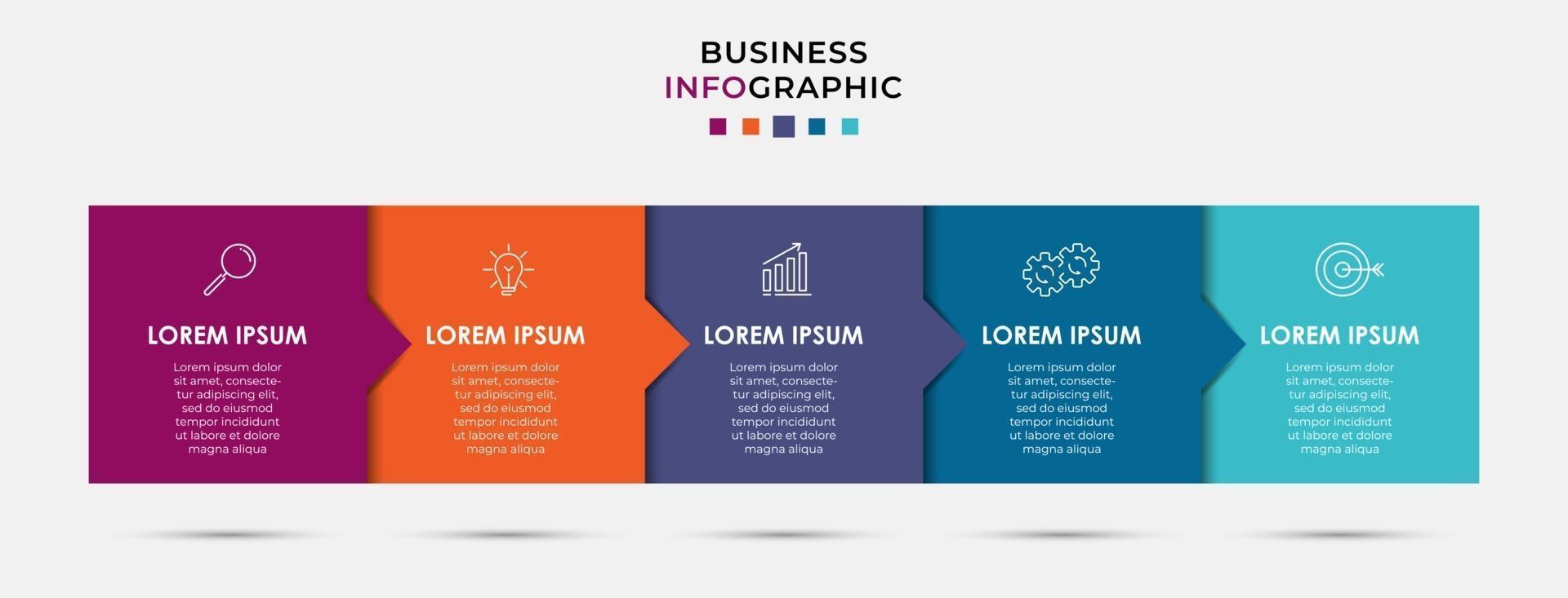 modello di business di progettazione infografica con icone e 5 opzioni o passaggi vettore