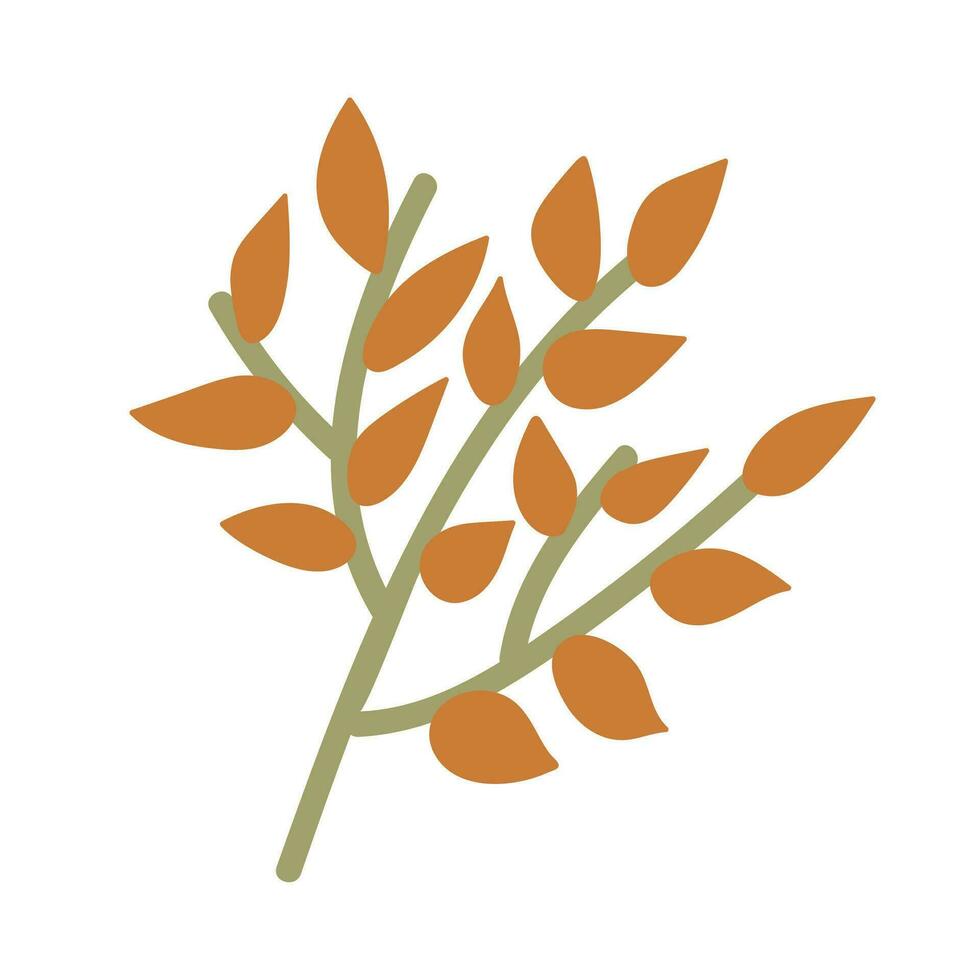 ramoscello con arancia foglie, mano disegnato. vettore elemento isolato su bianca sfondo.