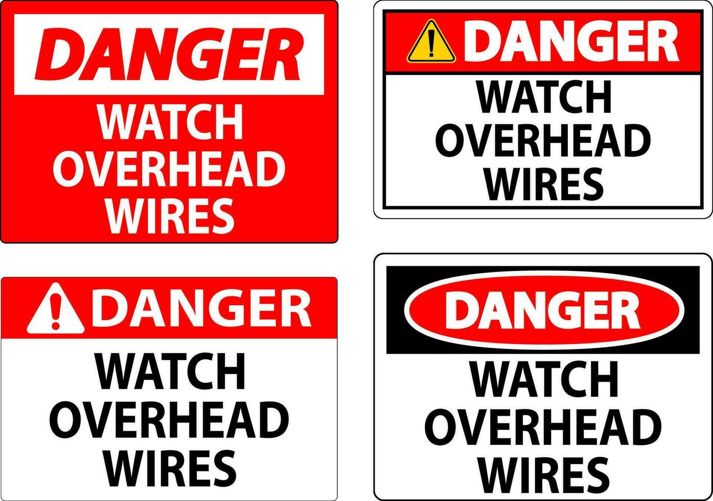 Pericolo cartello orologio alto fili vettore
