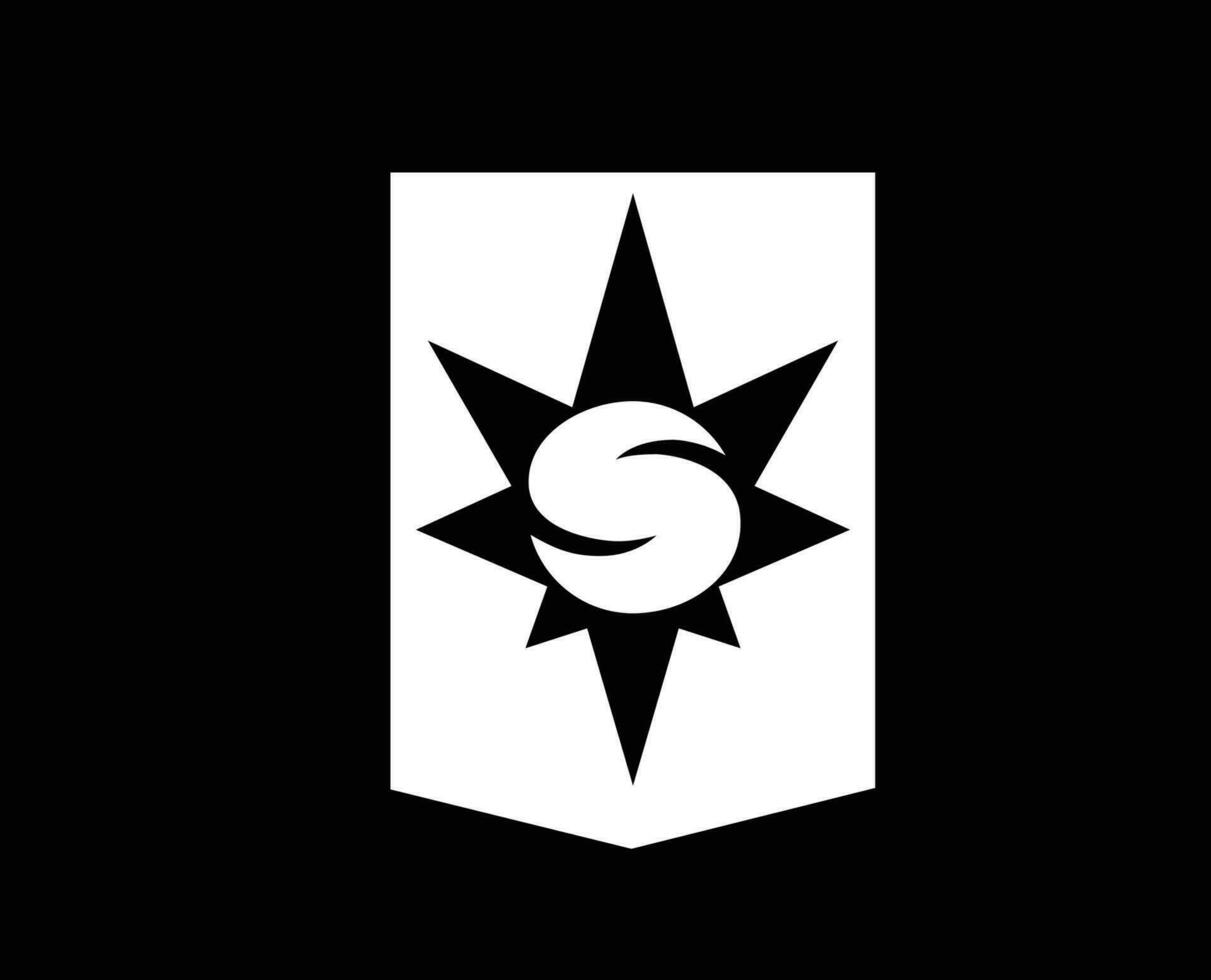 Stjarnan Gardabaer club logo simbolo bianca Islanda lega calcio astratto design vettore illustrazione con nero sfondo