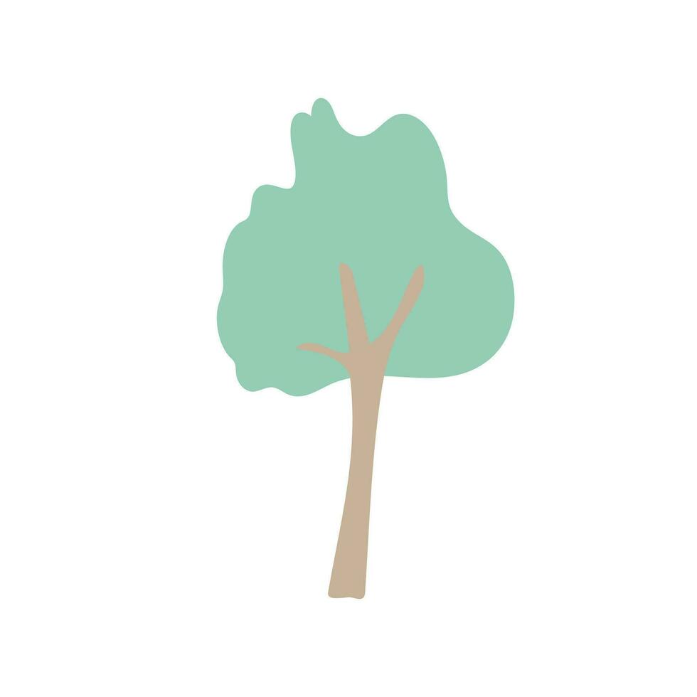cartone animato albero verde estate legna semplice illustrazione vettore