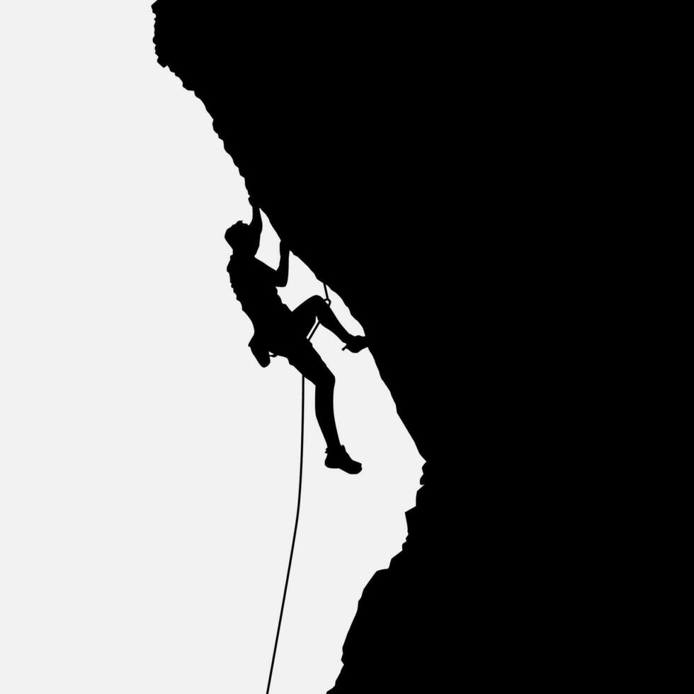 alto dettagli di arrampicata silhouette. minimo simbolo e logo di sport. in forma per elemento disegno, sfondo, striscione, sfondo, coperchio, logotipo. isolato su nero sfondo. vettore eps 10