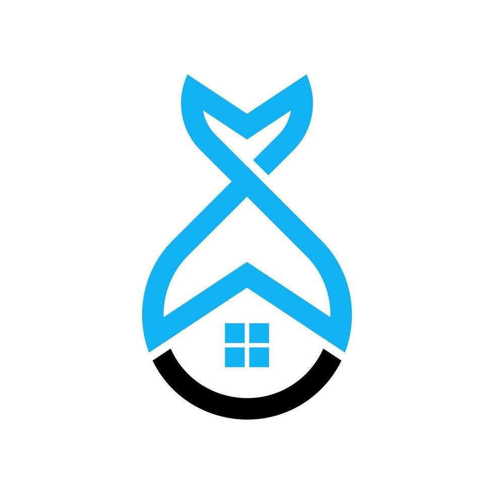 pesce Casa vettore logo design