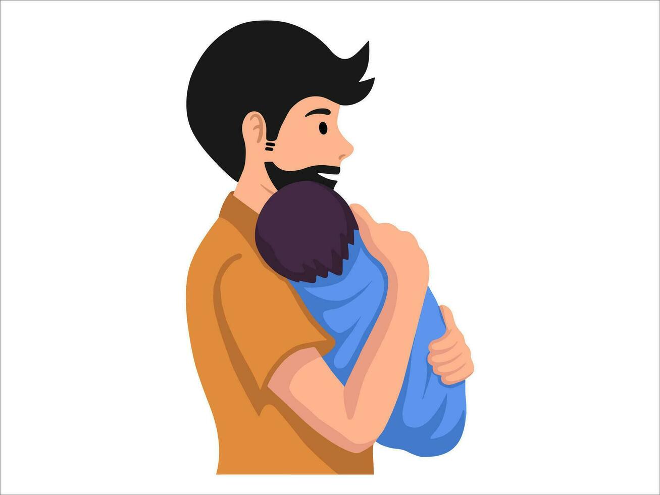 papà Tenere bambino o persone personaggio illustrazione vettore