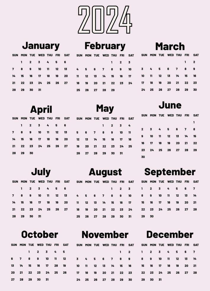 calendario 2024 vettore. contento nuovo anno calendario eps file vettore