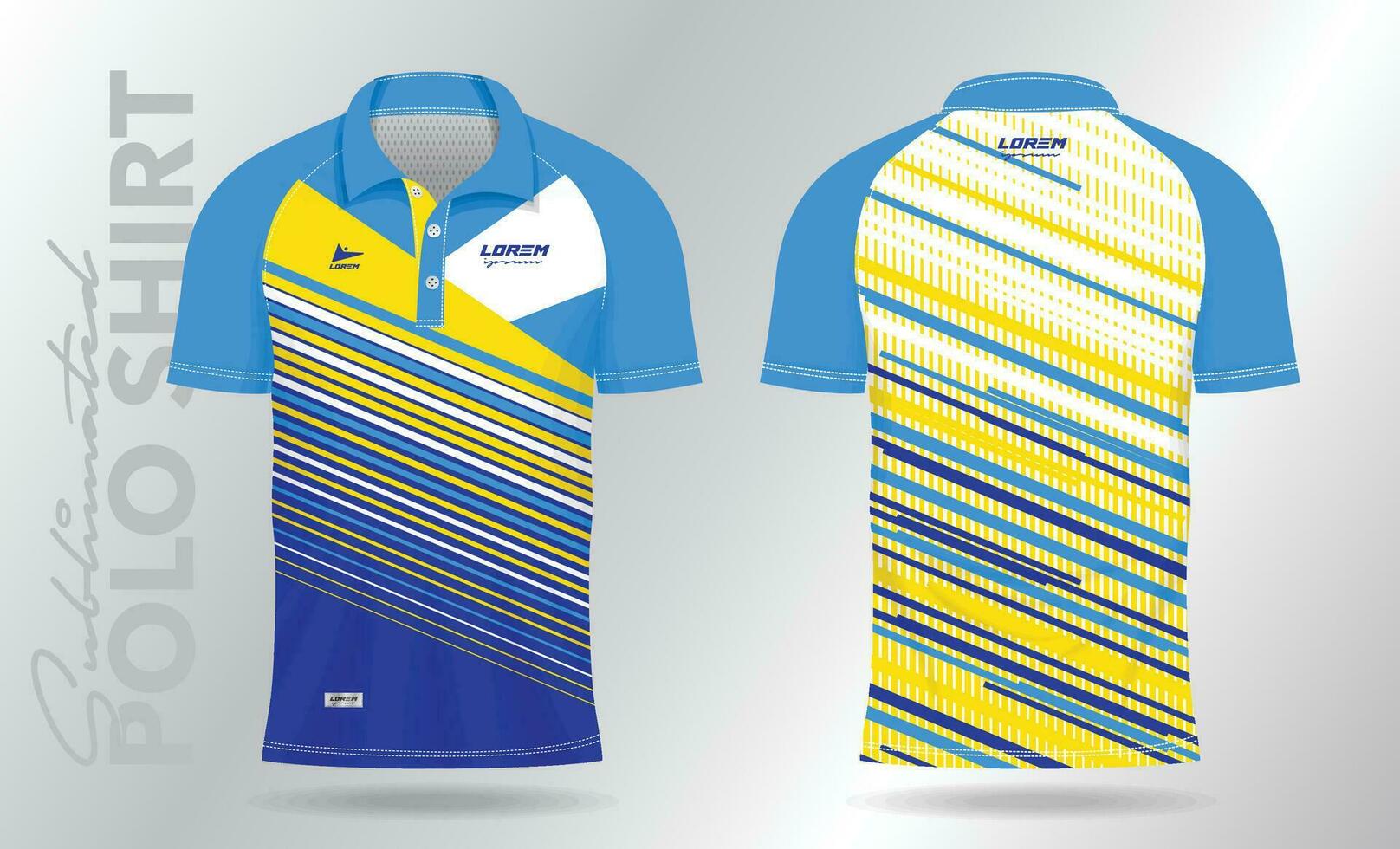 blu e giallo polo modello camicia modello design per badminton maglia, tennis, calcio, calcio o sport uniforme vettore