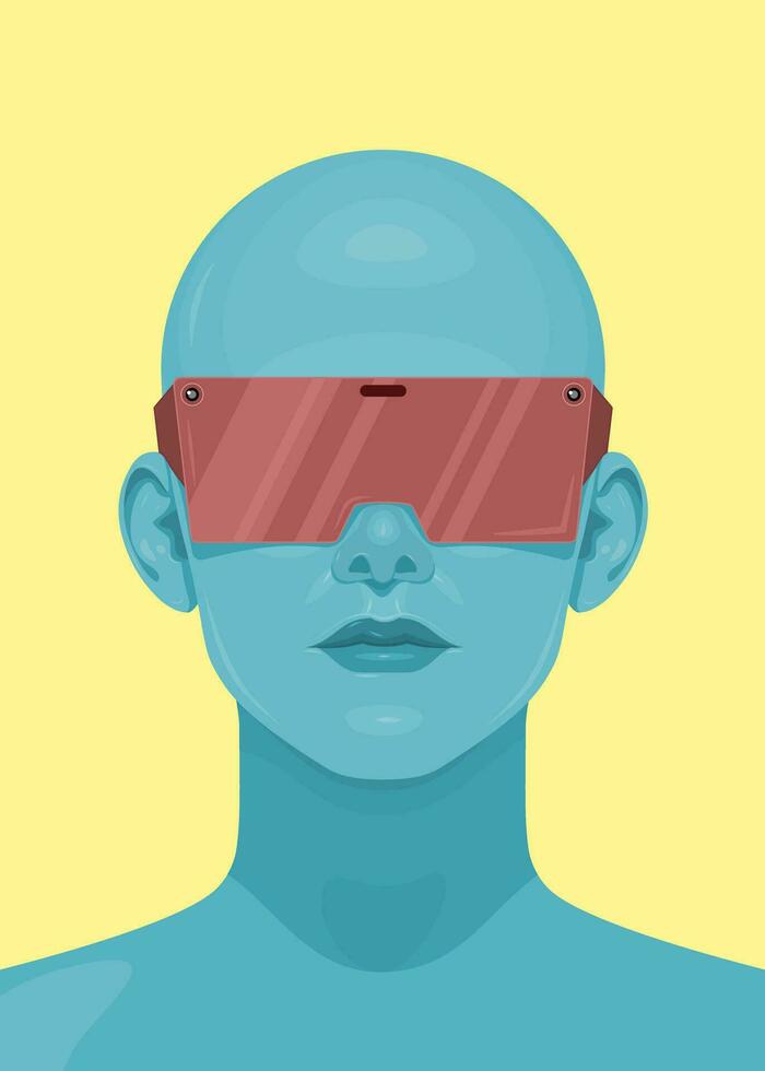 umano viso nel Augmented o virtuale la realtà occhiali. metaverso digitale virtuale la realtà tecnologia, vettore illustrazione