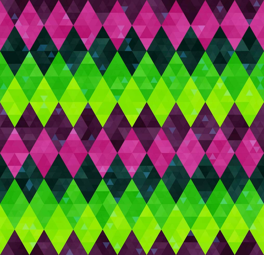 astratto geometrico senza soluzione di continuità modello a partire dal righe di rombi nel verde, giallo, rosa e viola vettore