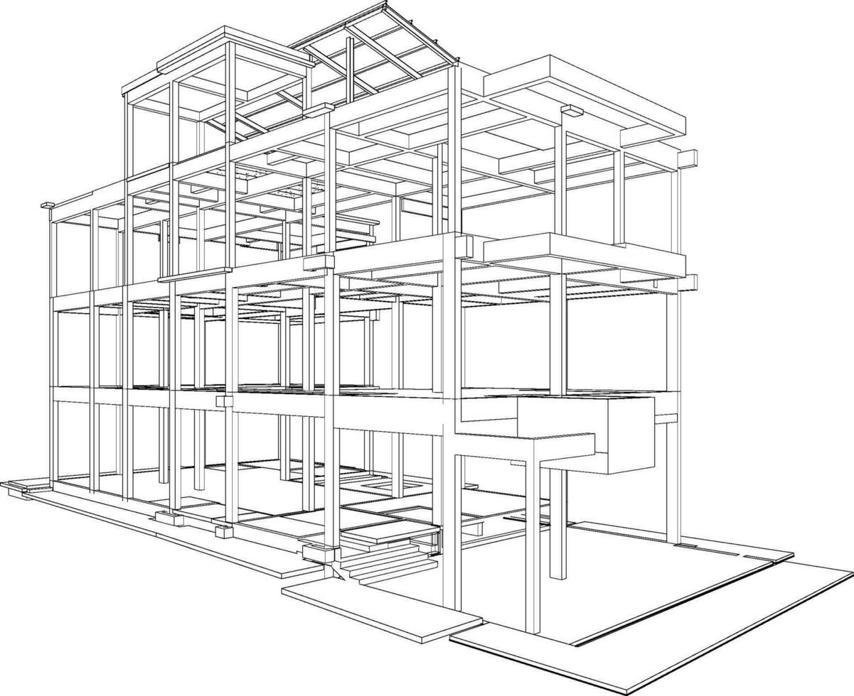 3d illustrazione di edificio struttura vettore