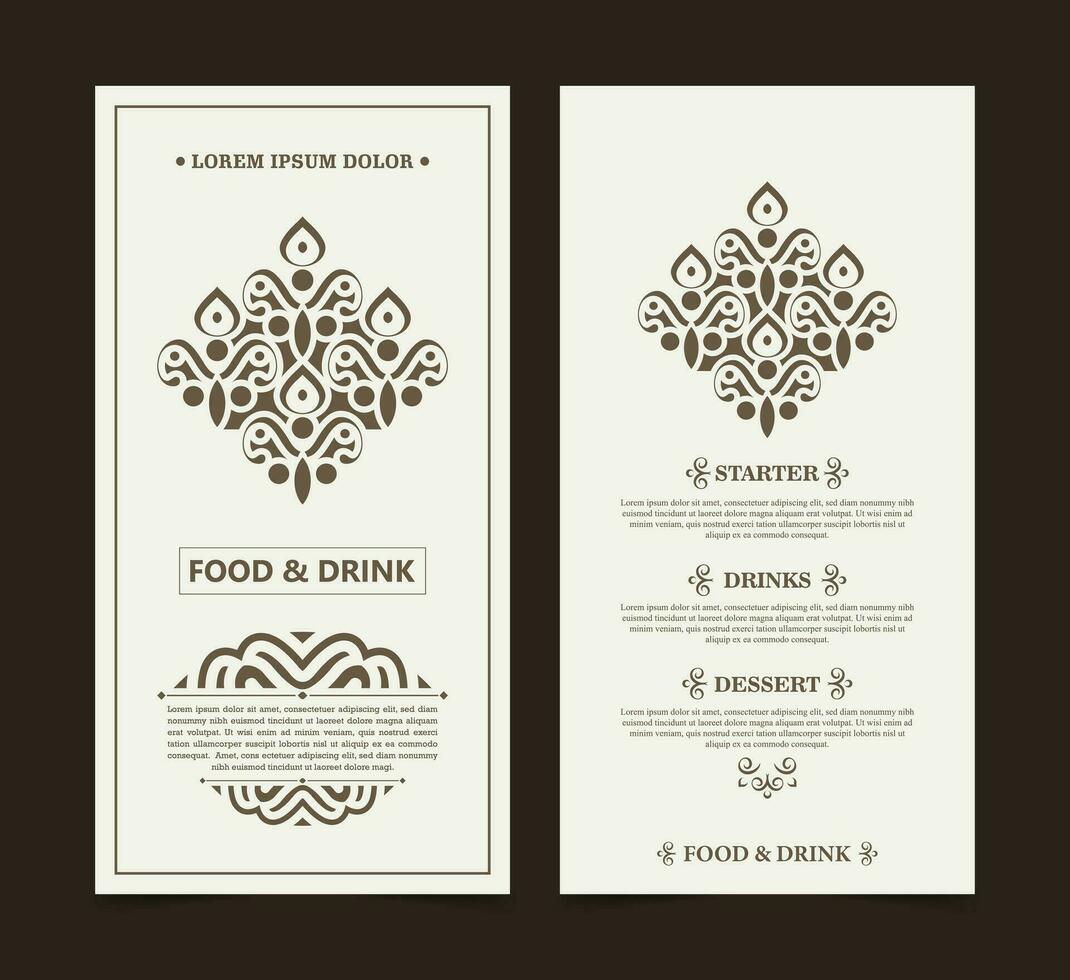 layout del menu con elementi ornamentali vettore